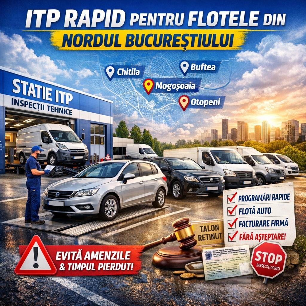 ITP rapid pentru flote auto și autoutilitare în Mogoșoaia, Otopeni, Chitila și Buftea – programări rapide pentru firme